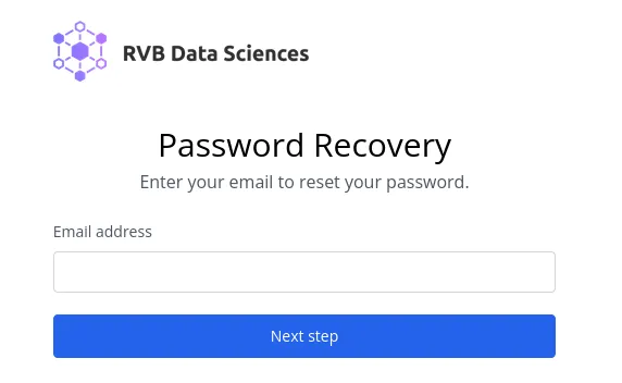 RVB account password reset screen